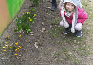 Dzieci w ogrodzie przedszkolnym obserwują zmiany w przyrodzie