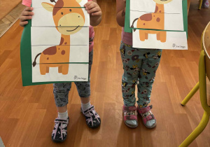 Wykonane puzzle "Żyrafa".