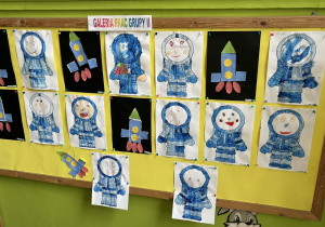 Wykonana praca plastyczna "Astronauta" i "Rakieta".